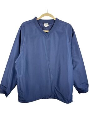 HPI Direct Vintage Navy Blue V-Neck Lightweight Pullover Windbreaker Mens Size M